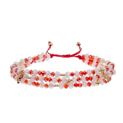 La pietra d'imitazione borda il tessuto Crystal Beads Bracelets Boho Style rosso della catena