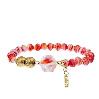 La pietra d'imitazione borda il tessuto Crystal Beads Bracelets Boho Style rosso della catena
