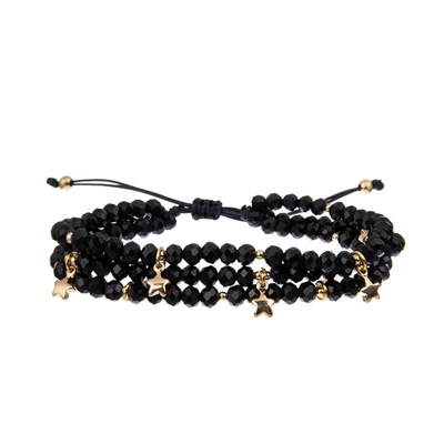 Signora fresca Round Beads Bracelet ha fissato la piccola dimensione nera di Facted con incanto di Druzy