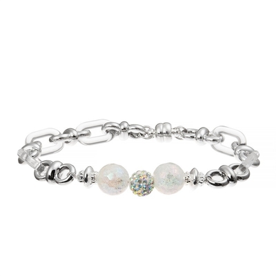 Colore d'argento della scintilla fatta a mano del braccialetto di signora Zircon Metal Bar con la primavera