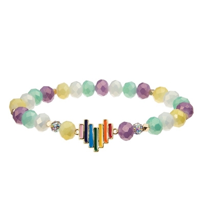 Il braccialetto fatto a mano delle perle di incanto del cuore dell'arcobaleno variopinto per le donne fa festa