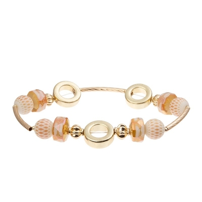 Braccialetto fatto a mano di signora Orange Glass Beads con il metallo Bean Beads At Fall dell'oro