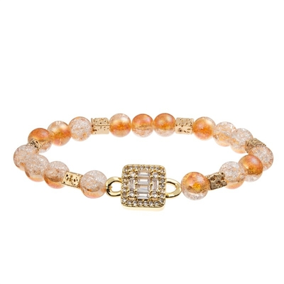 Braccialetto fatto a mano di signora Orange Glass Beads con il metallo Bean Beads At Fall dell'oro
