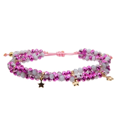 Crystal Handmade Beads Bracelet Faceted di vetro con Cherry Charm rosa