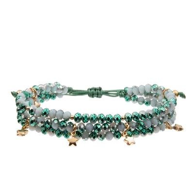 Insieme accatastabile del braccialetto di Emerald Bracelet With Gold Metal di incanto in rilievo della stella