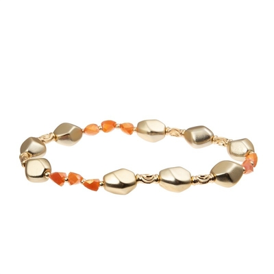 Braccialetto fatto a mano di signora Orange Glass Beads con il metallo Bean Beads At Fall dell'oro