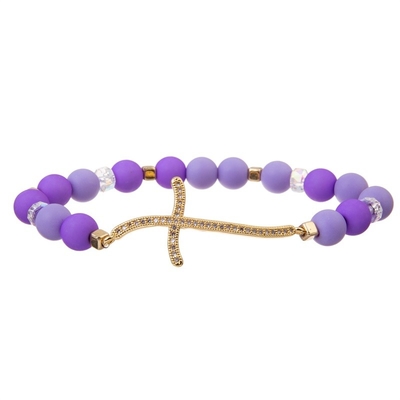Cavo elastico 0.7mm regolabile di Purple Heart Crystal Beads Bracelet Set With
