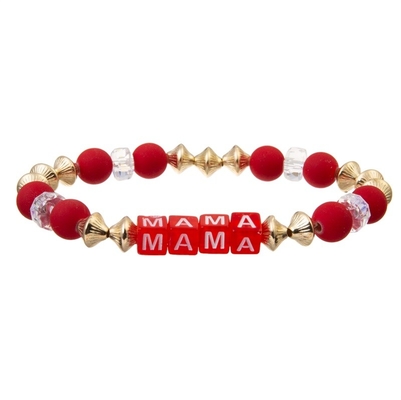 Il braccialetto fatto a mano rosso delle perle ha messo il braccialetto su ordinazione di nome della famiglia accatastabile