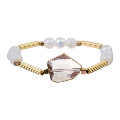 Braccialetto regolabile di S di chiaro Crystal Charm Women ' con il metallo Antivari del bordo dell'oro