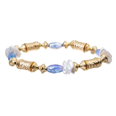 Crystal Handmade Beads Bracelets Set blu brillante 6.5in regolabili