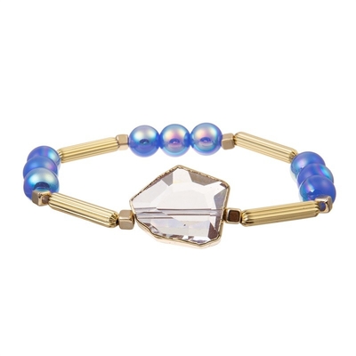 Braccialetto regolabile di S di chiaro Crystal Charm Women ' con il metallo Antivari del bordo dell'oro