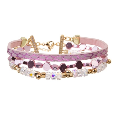 Il braccialetto accatastabile di multi strato rosa brillante di stile di Boho ha messo 6,5&quot; per le donne