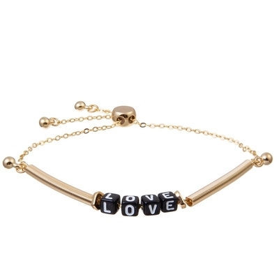 La lettera di amore nera unisex dei braccialetti a catena dell'oro di Boho borda con la metropolitana del metallo regolabile