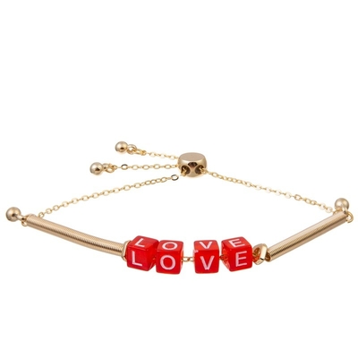La lettera di amore rossa della catena dell'oro di Boho borda i braccialetti di collegamento regolabile per unisex