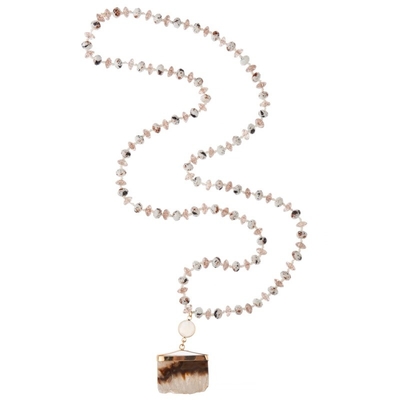 Collana a catena in rilievo fatta a mano di Druzy dei semi dell'oro del pendente prezioso multicolore del bordo