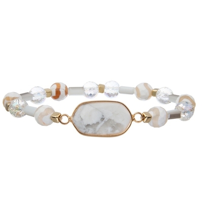 Braccialetto con elastico di Boho dicembre Birthstone con incanto naturale bianco del turchese