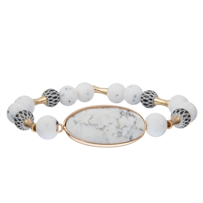 Sollievo bianco di ansia del regalo di salute mentale del turchese del braccialetto con elastico naturale di incanto