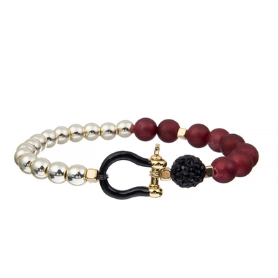 Il seme rosso-cupo ha bordato l'impilamento di nylon elastico unisex del filo dei braccialetti