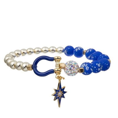 Il seme del cielo blu ha bordato l'impilamento di nylon elastico unisex del filo dei braccialetti fatti a mano