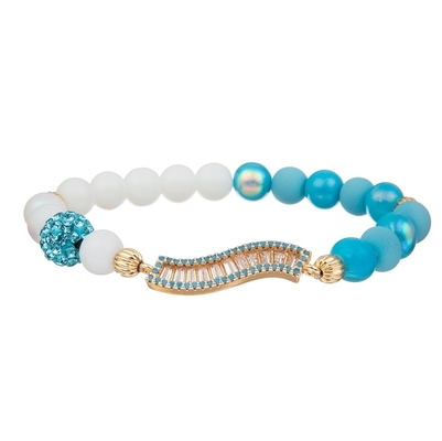 Delicato fatto a mano mezzo bianco di Crystal Beads Stretchy Bracelet Stackable del mezzo blu