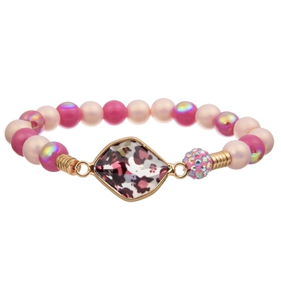 Regalo fatto a mano di Crystal Beads Stretchy Bracelet Stackable della stampa del leopardo