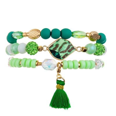 Delicato fatto a mano accatastabile verde di Crystal Beads Minimalist Stretchy Bracelet