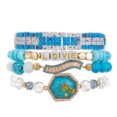 Delicato fatto a mano mezzo bianco di Crystal Beads Stretchy Bracelet Stackable del mezzo blu