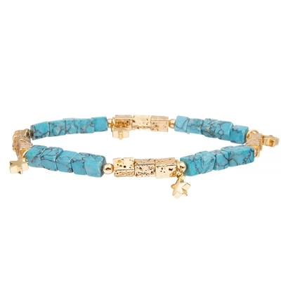 I braccialetti blu del turchese del quadrato su misura con oro hanno placcato le perle dell'ematite