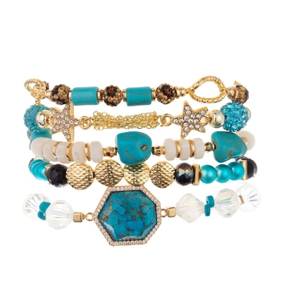 Braccialetto magnetico del fermaglio del turchese blu del collegamento a catena dell'oro per modo della donna