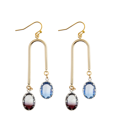 Multi orecchini pendenti del gancio di Crystal Dangle Earrings Oval Zircon di colore