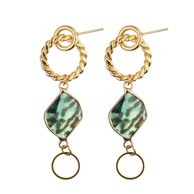 Orecchini retro Hong Kong Style semplice del pendente di Matte Gold Plated Resin Dangle