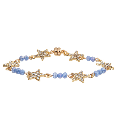Stella Crystal Beads Bracelet Gold Plated di abitudine sei delle donne con il fermaglio magnetico