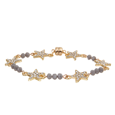Stella Crystal Beads Bracelet Gold Plated di abitudine sei delle donne con il fermaglio magnetico