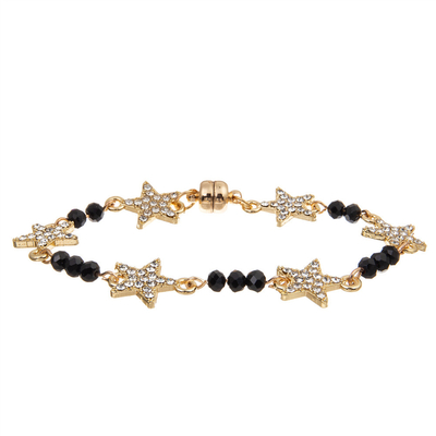Stella Crystal Beads Bracelet Gold Plated di abitudine sei delle donne con il fermaglio magnetico