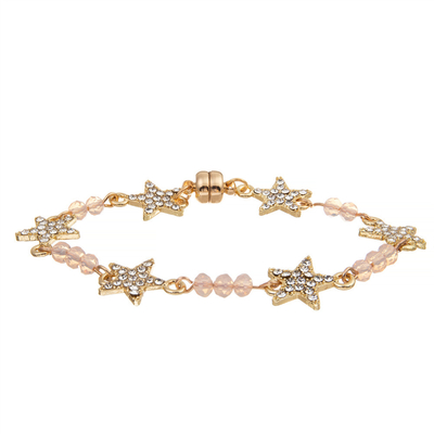 Stella Crystal Beads Bracelet Gold Plated di abitudine sei delle donne con il fermaglio magnetico