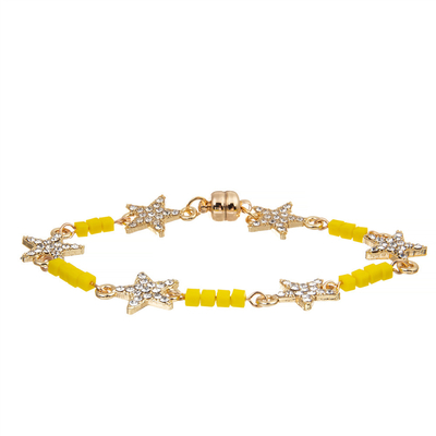 Stella Crystal Beads Bracelet Gold Plated di abitudine sei delle donne con il fermaglio magnetico