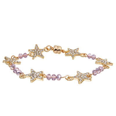 Stella Crystal Beads Bracelet Gold Plated di abitudine sei delle donne con il fermaglio magnetico