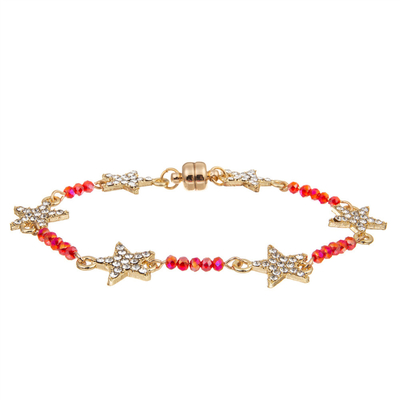 Stella Crystal Beads Bracelet Gold Plated di abitudine sei delle donne con il fermaglio magnetico