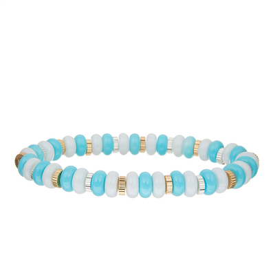 La pietra preziosa della spiaggia di Amazonite fatta a mano pavimenta le perle che i braccialetti allungano regolabile multicolore