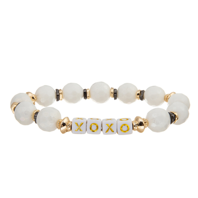 braccialetto sfaccettato bianco delle perle XOXO di 8mm per i regali delle donne