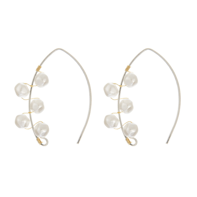 Oro di Crystal Stone Hoop Earrings Rectangular del pendente della perla di acciaio inossidabile placcato